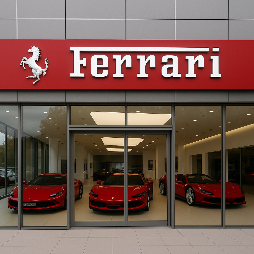 concession ferrari avec son enseigne